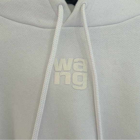 Alexander Wang White Hoodie Sweatshirt M Cotton Blend Minimalist Designer Street - Picture 2 of 6